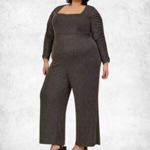 Torrid Glitter Knit Sweetheart Jumpsuit 24W – Black Gold Glam Evening